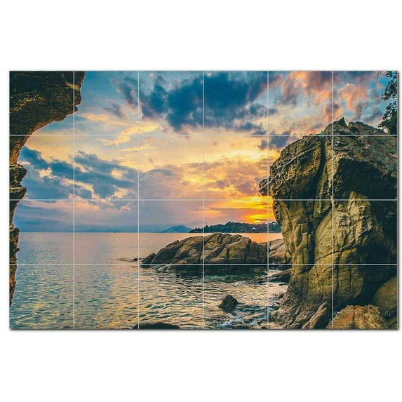 Coastal Ceramic Tile Mural Kitchen Backsplash Bathroom Shower, 400536-M64