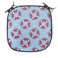 thumbnail image 1 of Coastal Chair Seating Cushion, Pattern with Floating in Ocean Swimming Urgency SOS Protection, Soft Seat Pads for Office with Anti-slip Backing, 16"x16", Pale Blue Pink White, by Ambesonne, 1 of 7