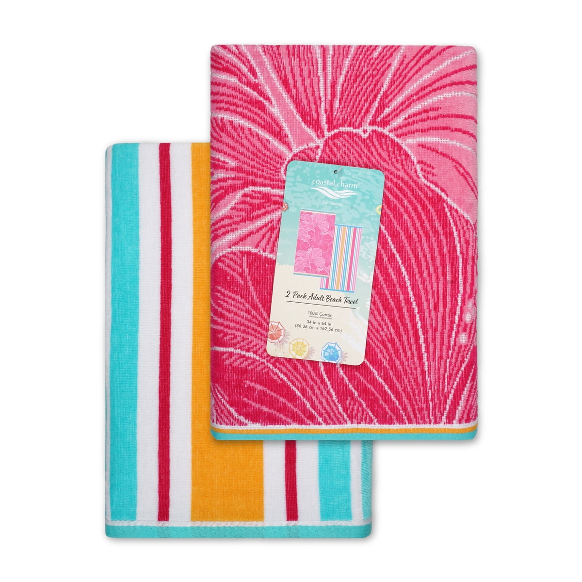 Coastal Charm Adult Hibiscus Beach Towel (Pack of 2)