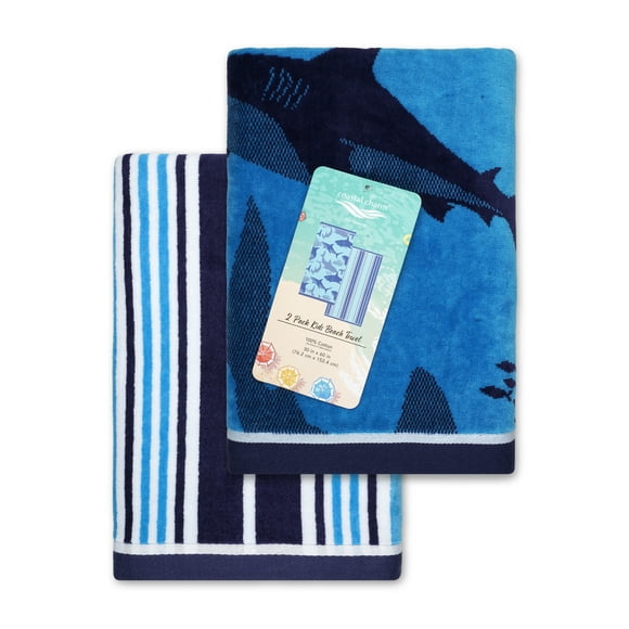 Coastal Charm Kids Shark Beach Towel (Pack of 2)