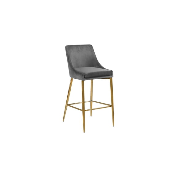 Coastal Charm Modern, Contemporary Velvet Upholstered Counter Stool with Polished Metal Legs and Foot Rest, Set of 2, Ideal for Bar and Pub Height Tables, 21.5"D x 17"W x 38"H