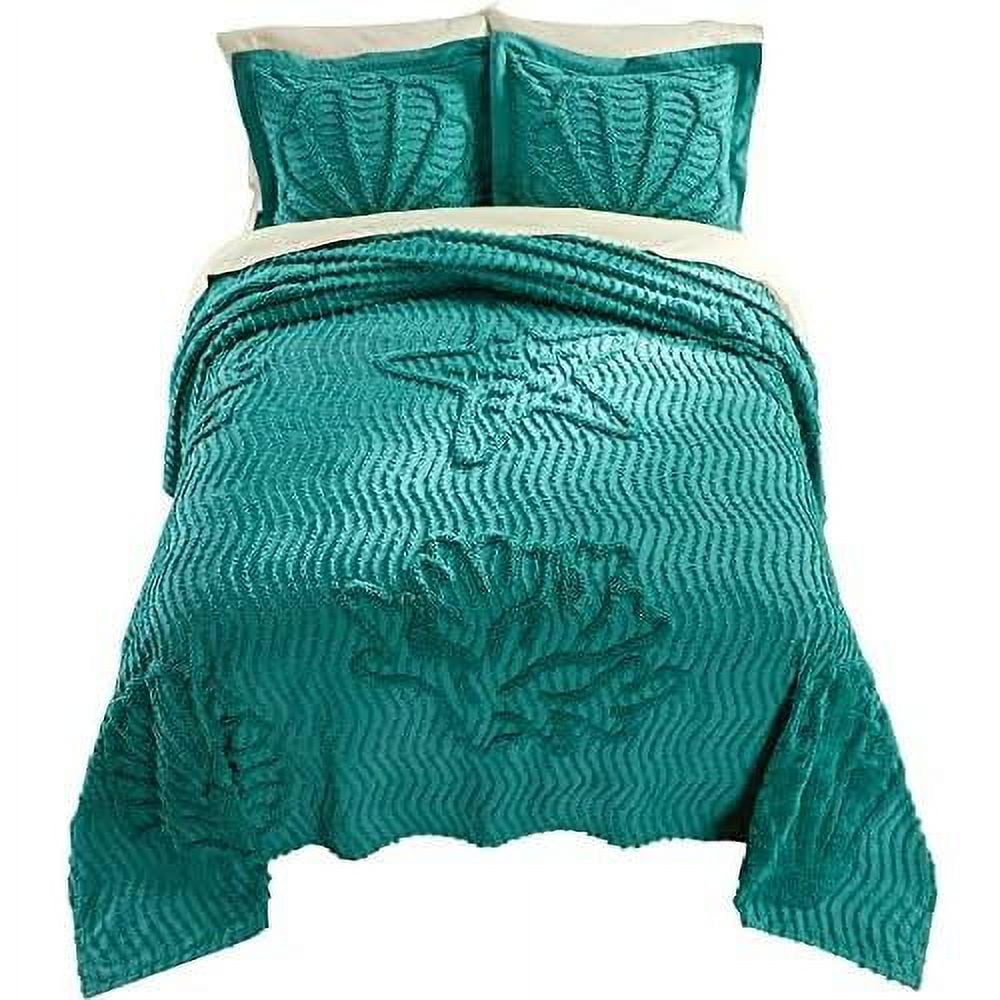 Coastal Chenille Bedspread, Queen, Blue