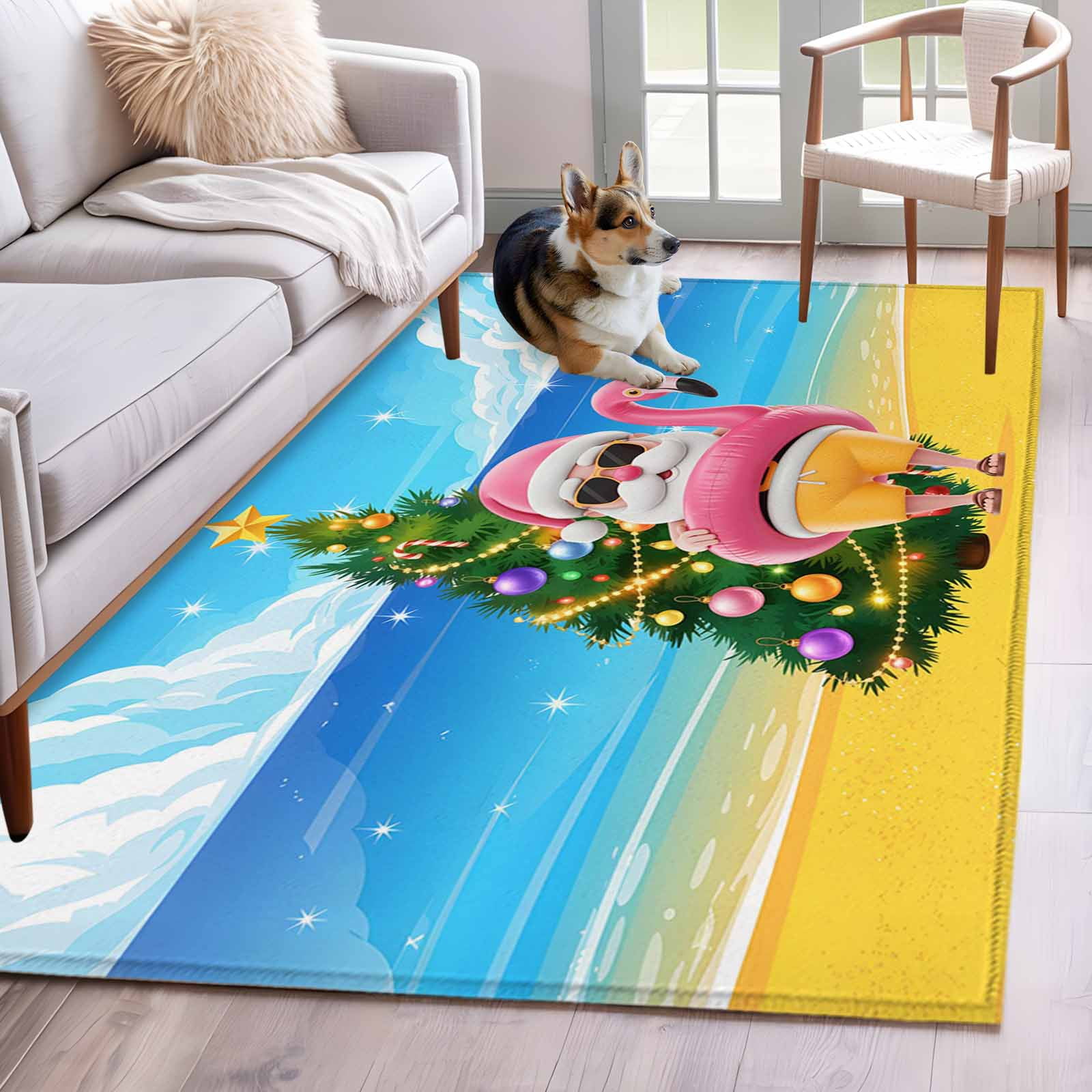 Coastal Christmas Area Rugs 4'x6', Washable Small Throw Rugs for Office ...