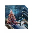 thumbnail image 1 of Coastal Christmas Cloth Napkins Set of 4, Xmas Tree Coral Ocean Nautical Washable Reusable Dinner Cocktail Napkin for Kitchen Party Wedding Banquet Holiday Baby Shower Table Decor, 1 of 7