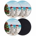 thumbnail image 1 of Coastal Christmas Coasters Set of 4, Absorbent Coasters for Drinks, Beach Snowman Xmas Tree Ocean Coaster for Desk Coffee Table Protection, Home Decor House Warming Gifts 4", 1 of 8