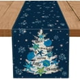 thumbnail image 1 of Coastal Christmas Decorations Table Runner Christmas Tree Snow Starfish Shell Ocean Beach Themed Winter Xmas Kitchen Dining Home Decor 13x72 Inch, 1 of 5