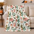 thumbnail image 1 of Coastal Christmas Flannel Blanket, Cream Teal Red Surfboard Shell Starfish Coral Pine Berry Pattern for Sofa Couch Bed Living Room Bedroom Home Decor Holiday Gift for Beach Lovers, 1 of 7