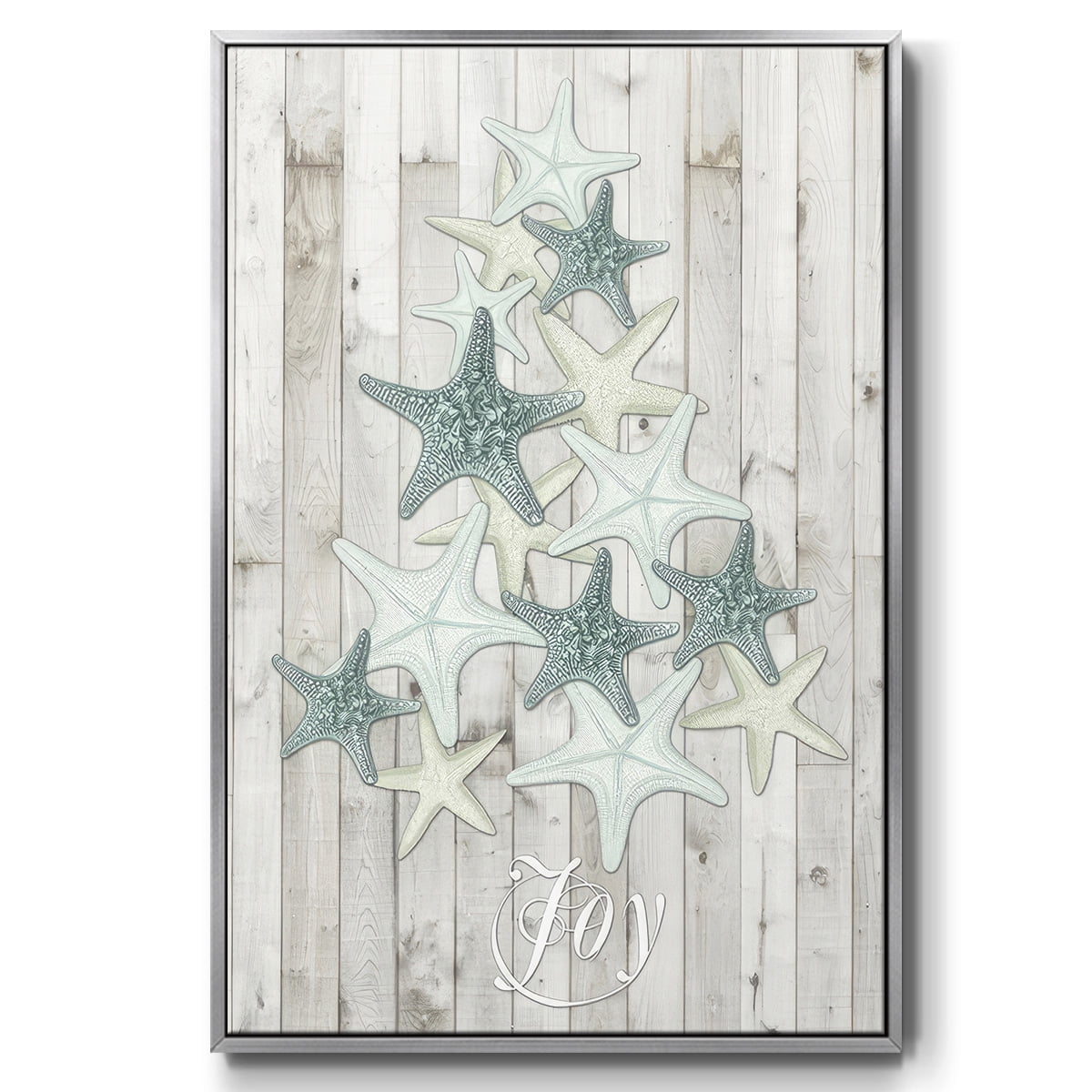 Coastal Christmas III - Framed Gallery Wrapped Holiday Canvas - 17 x 25 - Silver Frame