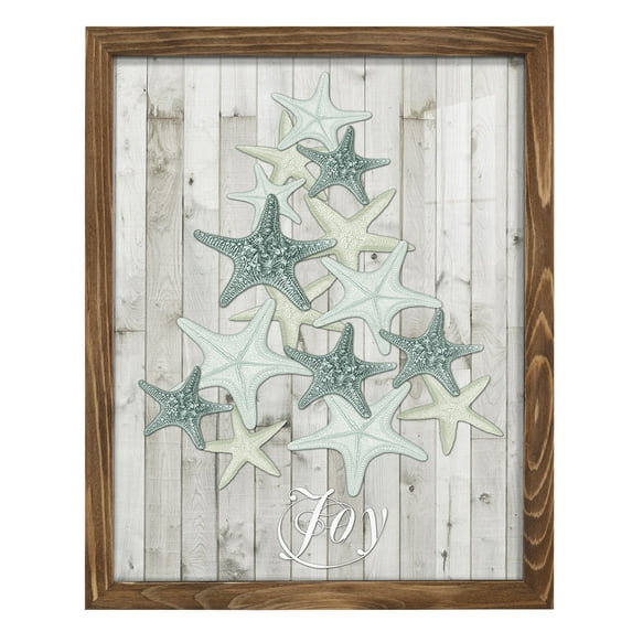Coastal Christmas III -Framed Print w/glass-Walnut