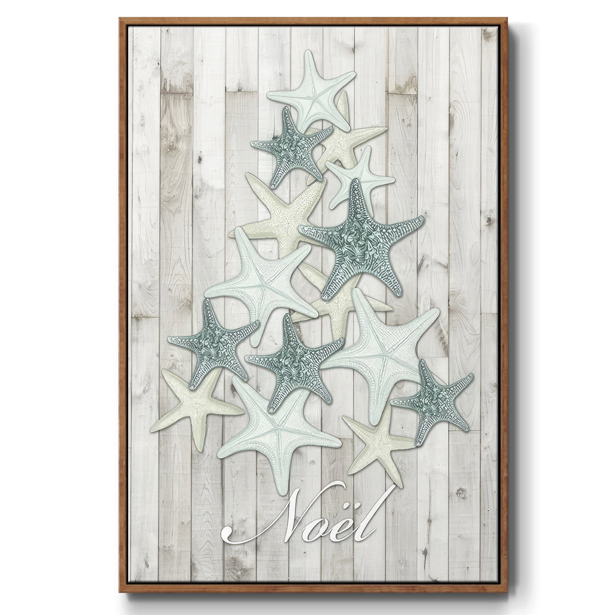 Coastal Christmas IV - Framed Gallery Wrapped Holiday Canvas - 27 x 41 - Rosewood Frame