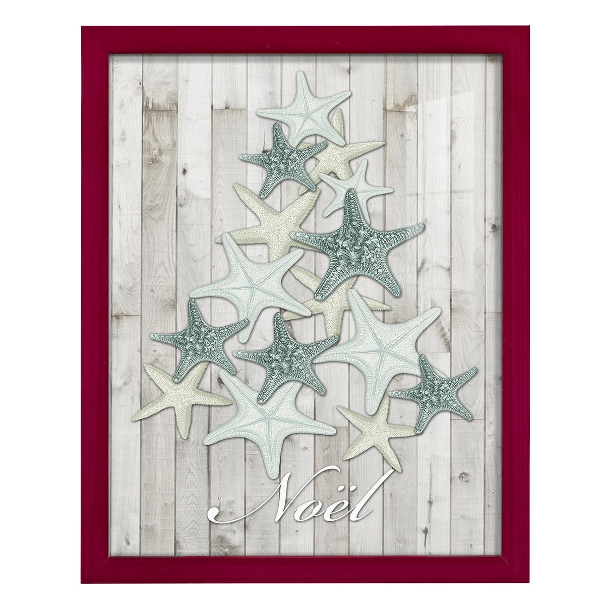Coastal Christmas IV -Framed Print w/glass-Cherry Red