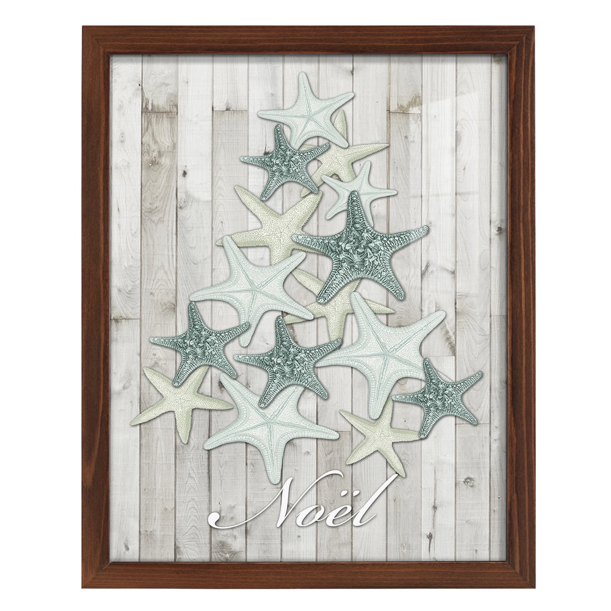 Coastal Christmas IV -Framed Print w/glass-Chestnut