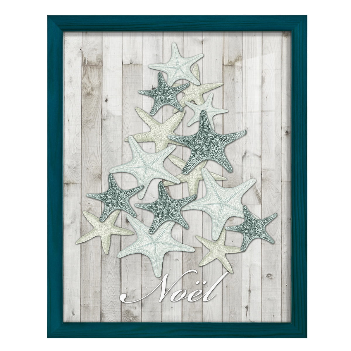 Coastal Christmas IV -Framed Print w/glass-Ocean Blue