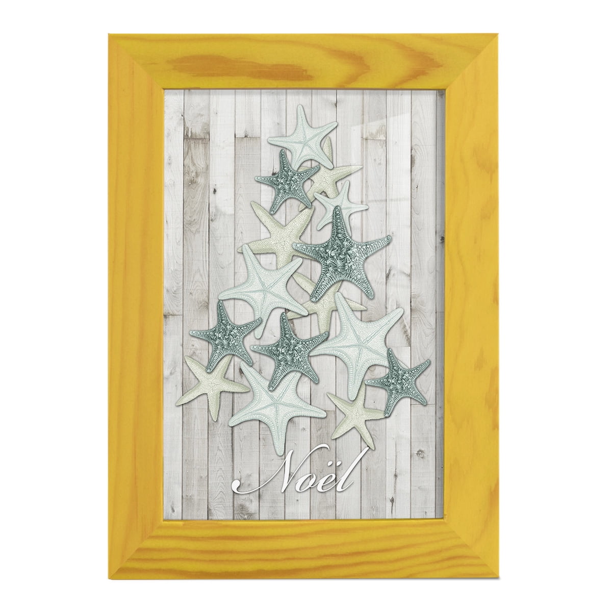 Coastal Christmas IV -Framed Print w/glass-Sunflower Yellow