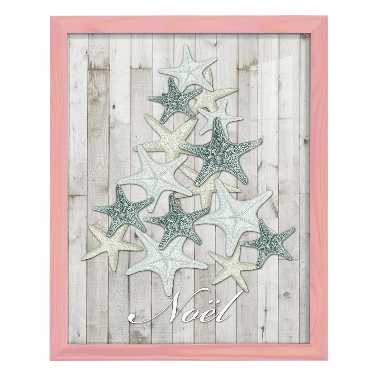 Coastal Christmas IV -Framed Print w/glass-Sunset Pink