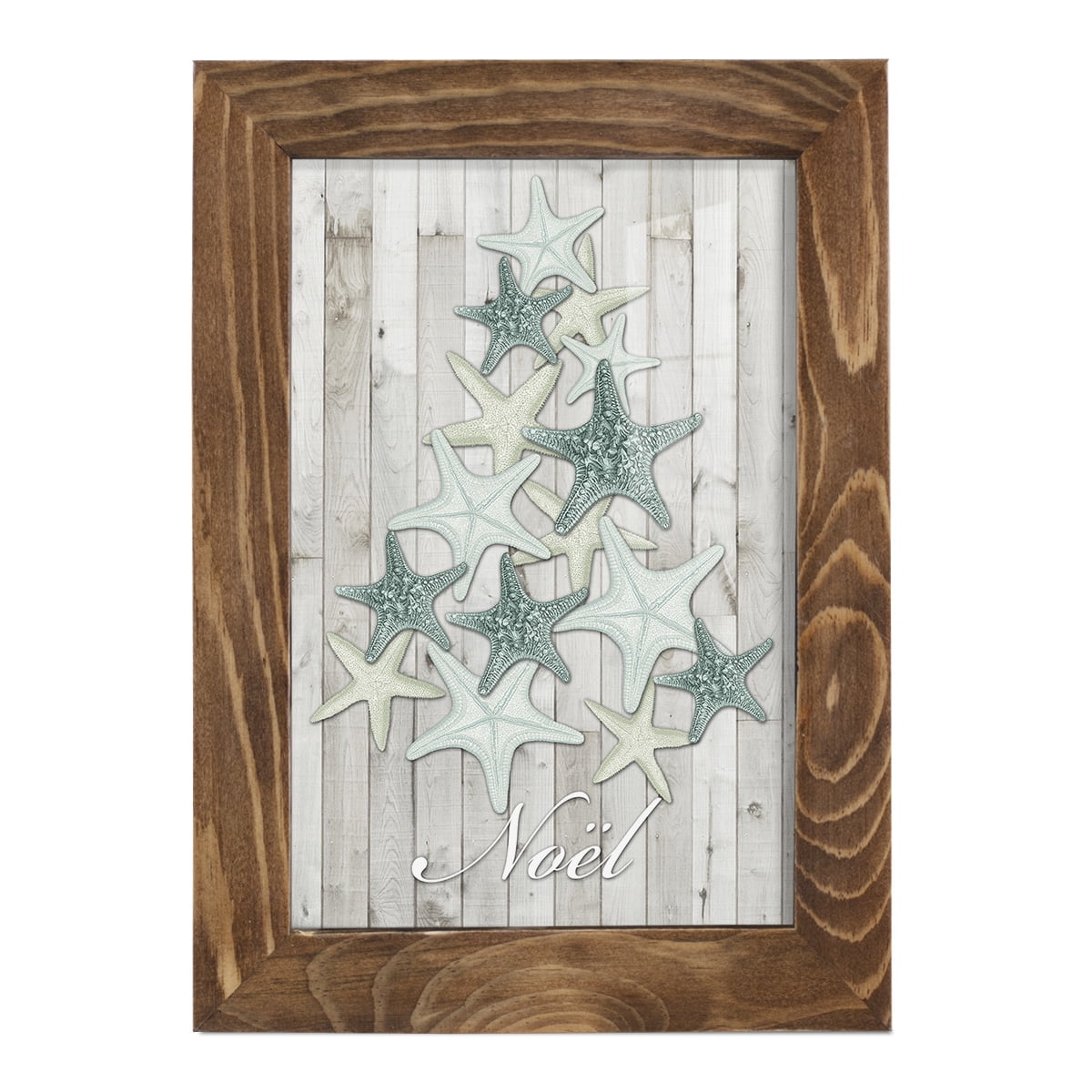 Coastal Christmas IV -Framed Print w/glass-Walnut