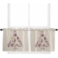 thumbnail image 1 of Coastal Christmas Kitchen Curtain 2 Panels Tiers Curtains 24 Inch Length, Xmas Tree Shell Starfish Rustic Curtains Rod Pocket Curtains Window Drapes Treatment Window Cafe Curtains, 1 of 5