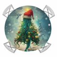 thumbnail image 1 of Coastal Christmas Round Tablecloth for 45-54 Inch Tables,Fitted Table Cover with Elastic Edge,Xmas Pine Tree Ocean Beach Green Waterproof Outdoor Table Cloth Protector for Patio Garden Dinner Picnic, 1 of 9