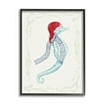 thumbnail image 1 of Coastal Christmas Seahorse Santa Holiday Graphic Art Black Framed Art Print Wall Art, 1 of 7