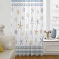 thumbnail image 1 of Coastal Christmas Semi Sheer Curtains Drapes for Living Room,Bedroom,French Doors Window 63 Inches Long,Xmas Tree Starfish Beach Blue Striped Rod Pocket Chiffon Curtain Drapery Voile Draperies Panel, 1 of 6