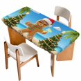 thumbnail image 1 of Coastal Christmas Table Cloths for 4 Foot Rectangle Tables, Gingerbread Beach Xmas Tree Holiday Patio Waterproof Elastic Fitted Tablecloths, Washable Rectangular Table Cover for Camping, 1 of 8