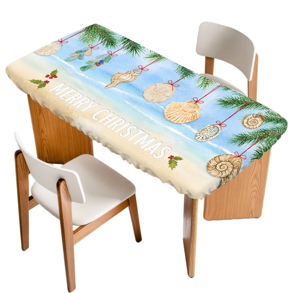 Coastal Christmas Table Cloths for 4 Foot Rectangle Tables, Xmas Beach ...