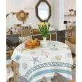 thumbnail image 1 of Coastal Christmas Tablecloth Square Table Cloth 60x60 , Waterproof Tablecloth Outdoor Table Cloth, Xmas Tree Starfish Beach Blue Striped Washable Table Cover for Kitchen Dining Party, 1 of 8