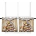 thumbnail image 1 of Coastal Christmas Tree Kitchen Curtain 2 Panels Tiers Curtains 24 Inch Length, Beach Nautical Seaside Xmas Curtains Rod Pocket Curtains Window Drapes Treatment Window Cafe Curtains, 1 of 1