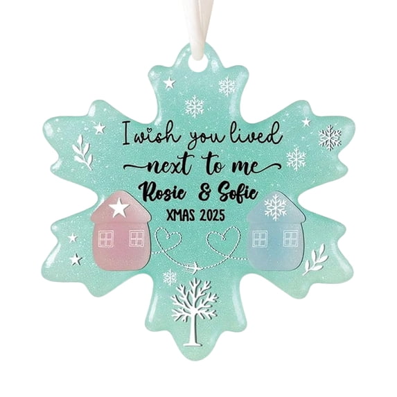 Coastal Christmas Tree Ornament,2D Acrylic Sea Glass Christmas Tree Hanging Decor, Christmas Pendants Decor with Rope, for Sea Lovers, Xmas Tree Friendship Keepsake Decor 3.15 Inch