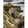 thumbnail image 1 of Coastal Cliff House Canvas Print/Wall Art， Suitable for Living Room， Bedroom， Office， Hallway， and Coastal Home Decor., 1 of 8