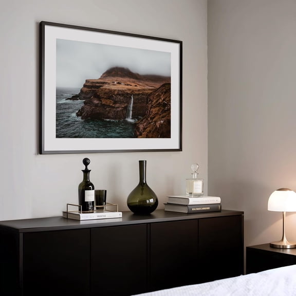 Coastal Cliff Landscape Scandinavian Nature Photography Wall Art, Unframed Paper Poster 11x14in