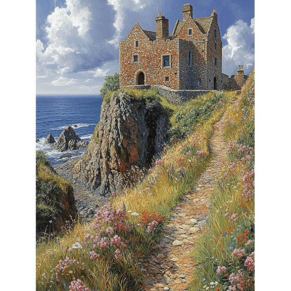 Coastal Clifftop Castle Canvas Art Print Suitable for Living Room Bedroom Office Hallway and Gallery Wall Decor.