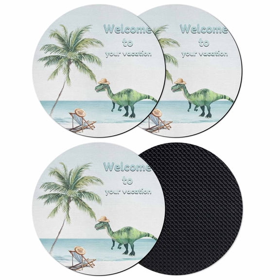 Coastal Coasters Set of 4, Absorbent Coasters for Drinks, Summer Beach Nautical Ocean Palm Tree Coaster for Desk Coffee Table Protection, Home Decor House Warming Gifts 4"