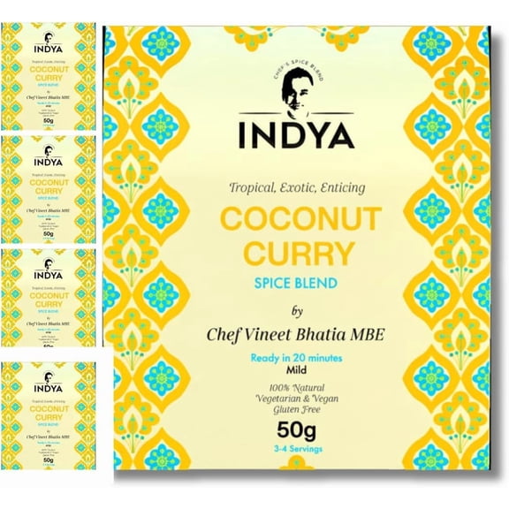 Coastal Coconut Curry Spice Mix 5 Pack by Chef Vineet Bhatia MBE – Non Spicy, Gluten Free, No Preservatives, Vegetarian & Vegan Friendly | INDYA Spices (Multipack (5 packs))