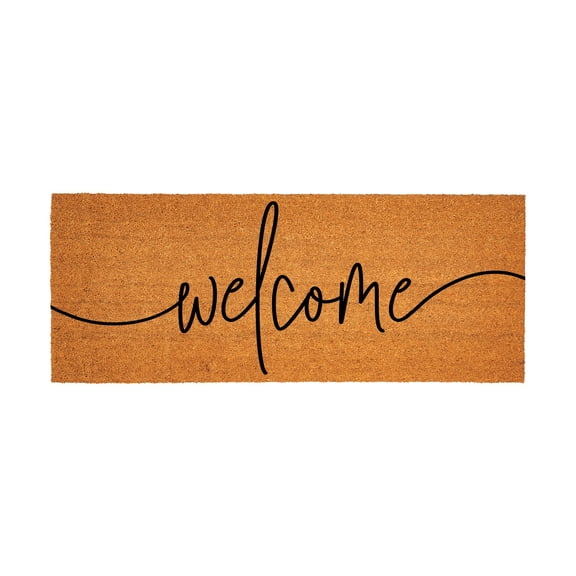 Evergreen Welcome Coir Doormat 2'x5' Large Welcome Mats for Double Doors, Outdoor Indoor Entrance Rug, Non-Slip