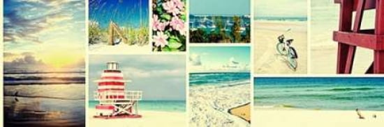 Coastal Collage Panel Canvas Art - Gail Peck (8 x 24)