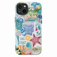 thumbnail image 1 of Coastal Collage Phone Case, Blue Summer Beach Design iPhone Cover with Seashells, Starfish & Tropical Vibes, Durable Dual Layer Protective Case for iPhone 16 15 14 13 12 11 Pro Max Mini, 1 of 6