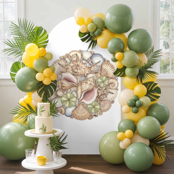 Coastal Colorful Shell Conch Arch Backdrop Cover Spandex Fitted Arch Cover 4FT,Arches Backdrop Stand Covers for Wedding Birthday Party Ceremony Banquet Decoration Modern Abstract Art