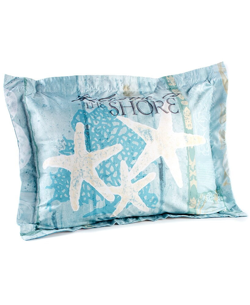 Coastal Starfish Light Blue Polyester Standard Sham