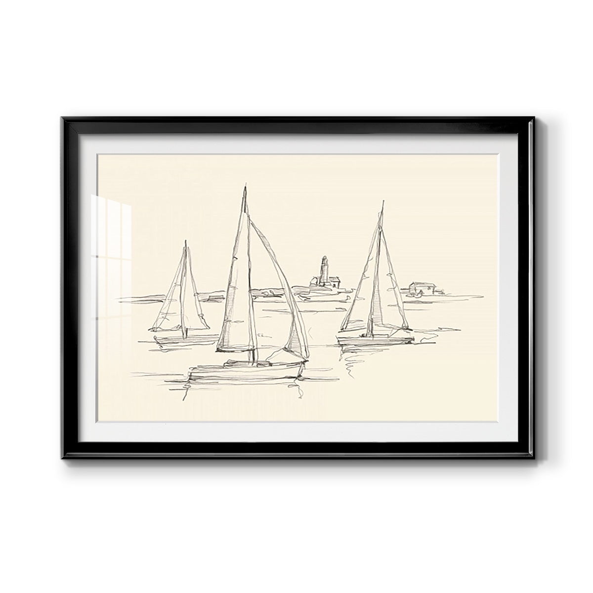 Coastal Contour Sketch II Premium Framed Print - Ready to Hang
