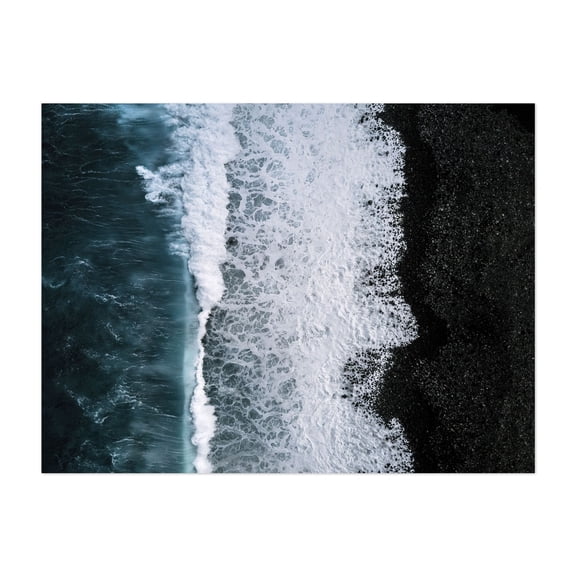Coastal Contrast - Iceland Photography Waves Ocean Coast Seascape Beach Minimalist Nature Unframed Wall Art Print 36 x 48 inches