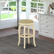 Coastal Cool Swivel Barstool - 30" Counter Height - Linen White Legs - PU Leather Seat