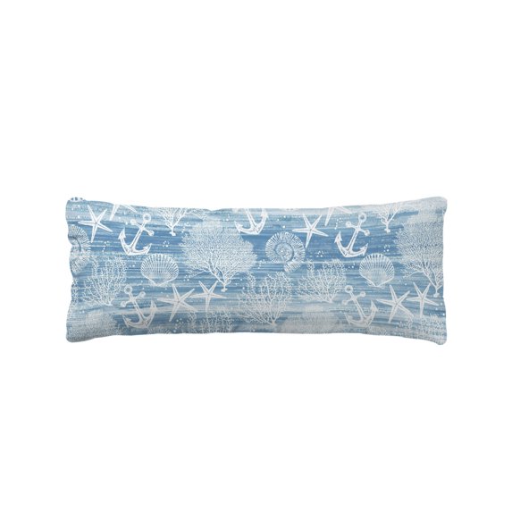 Coastal Coral Anchor Body Pillow Cover 20 x 60 Inch Decorative Pillow Cover Blue Starfish Summer Ocean Vintage Lumbar Pillowcase Seasonal Rectangle Cushion Case for Couch Sofa Bed Living Room
