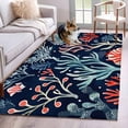 thumbnail image 1 of Coastal Coral Area Rug 3x5 Washable Rug Non Slip Summer Watercolor Ocean Plant Large Area Rug Indoor Floor Carpet for Entryway Bedroom Kitchen Living Room Home Office Dining Room Nursery, 1 of 8