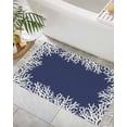 thumbnail image 1 of Coastal Coral Bath Rug 2x3ft Woven Bathroom Entryway Runner Rug,Navy Blue Ocean Marine Nautical Beach Washable Living Room Hallway Bedroom Kitchen Carpet with Tassels,Indoor Outdoor Throw Doormat, 1 of 5