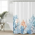 thumbnail image 1 of Coastal Coral Bathroom Curtain 78 Inch Shower Curtain with Hooks, Blue Ocean Starfish Seagrass Watercolor Waterproof Polyester Bath Curtain Washable Bathtub Curtain 72''x 78'', 1 of 6