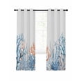 thumbnail image 1 of Coastal Coral Blackout Curtains, Light Blocking Print Window Curtains, Blue Ocean Starfish Seagrass Watercolor Thermal Insulated Window Drapes for Living Room Kitchen Cafe 2 Panels, 84"W x 63"L, 1 of 9
