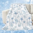 thumbnail image 1 of Coastal Coral Cooling Blanket, Lightweight Breathable Summer Throw Blanket with Double Sided Cold Effect,Ocean Starfish Blue Conch Summer Sea Picnic Beach Blankets Bed Sheet for Hot Sleepers 40"x60", 1 of 8
