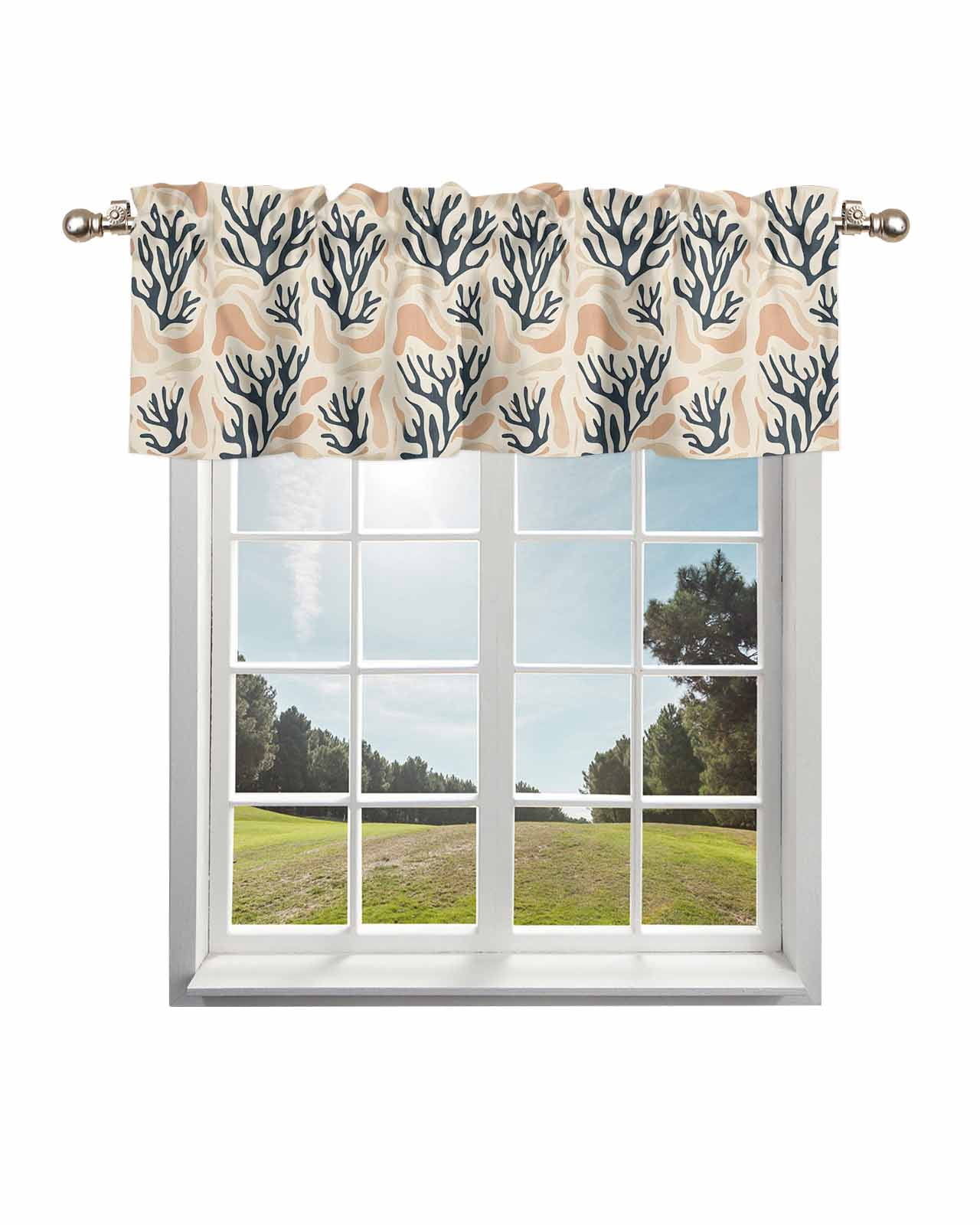 Coastal Coral Curtain Valance for Windows/Living Room/Kitchen/Bathroom ...