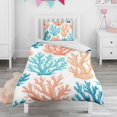 thumbnail image 1 of Coastal Coral Duvet Cover and Pillowcase Set for Single Bedding, Bedroom Accessories for Kids Teens, 1 of 5